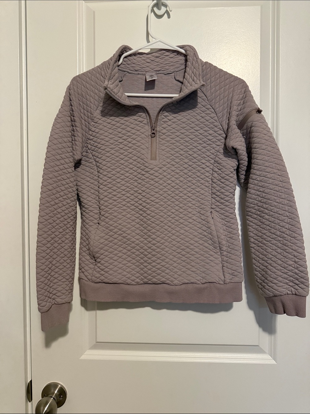 Senita Athletics Quilted Half-Zip Pullover in Light Purple